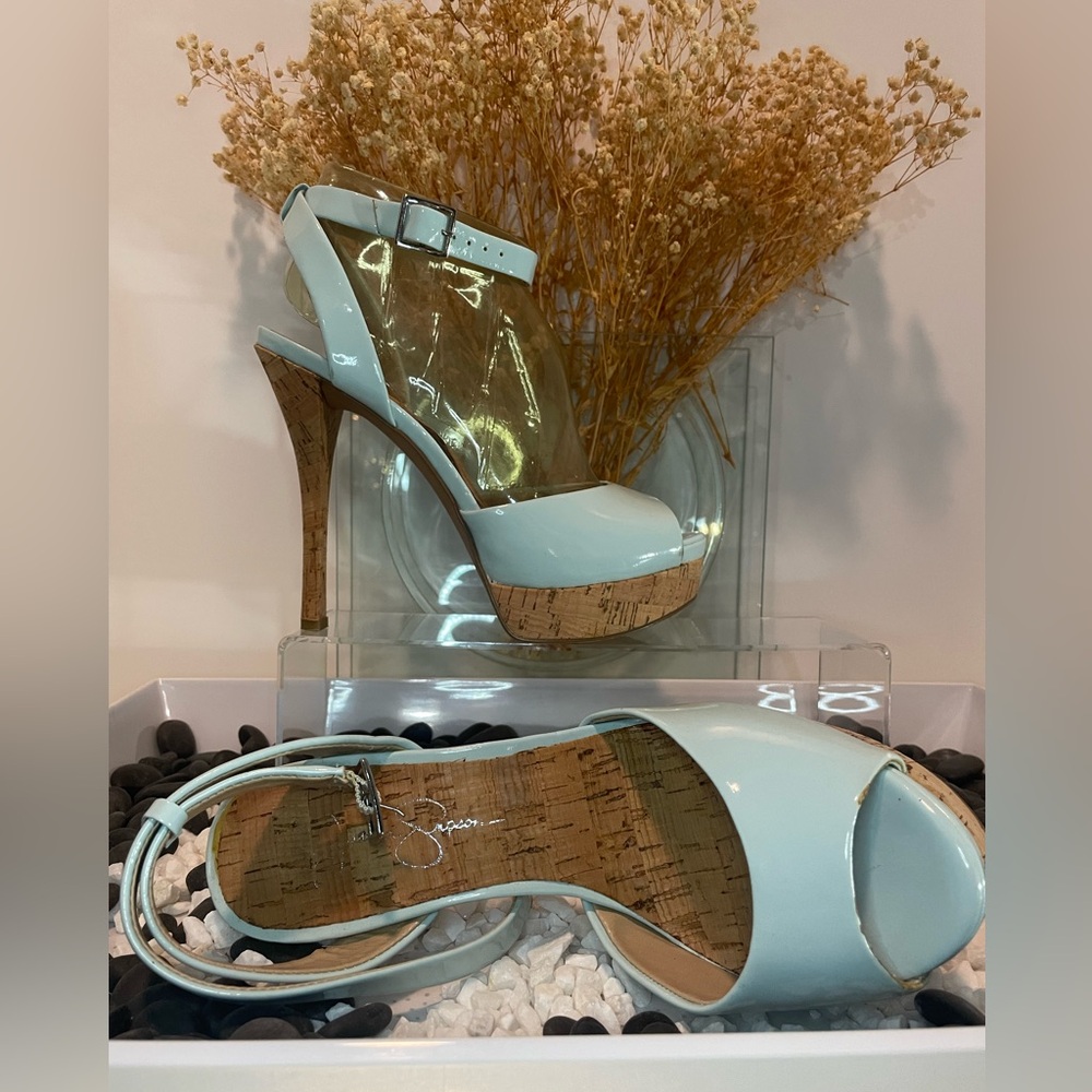 Jessica Simpson Light Blue Peep Toe Platform Heel